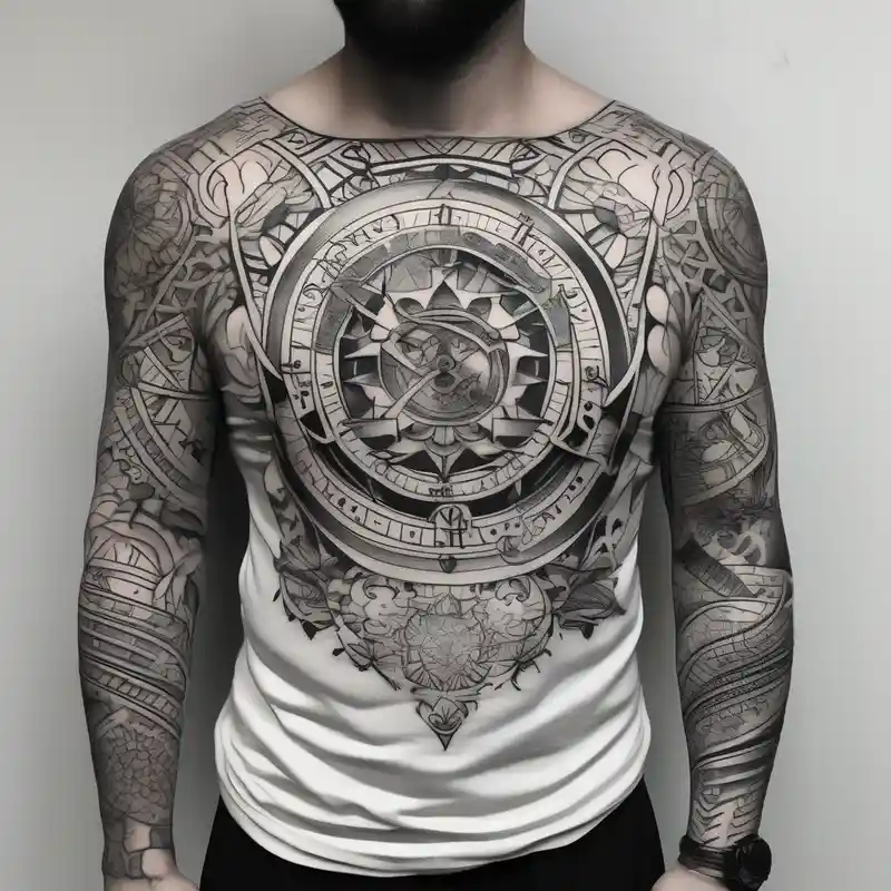 blackwork style 2025年のマネーバッグタトゥーアイデア about sleeve tattoo to contain the symbols family and love